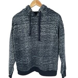 Poof New York Blue Gray‎ Fuzzy Hoodie Sweater Small